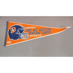 Vintage NFL Denver Broncos 1987 AFC Western Division Champs Felt Pennant 12"x30"